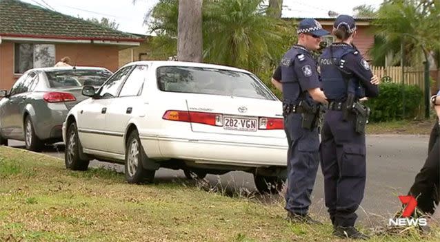 Police at the scene of Ms Bremer's car. Source: 7News