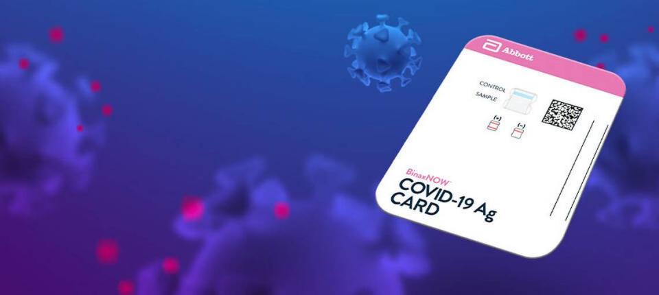 The BinaxNOW™ COVID-19 rapid antigen test made by Abbott Laboratories received emergency approval from the Food and Drug Administration this week. The test returns results in about 15 minutes and is priced at $5 each.