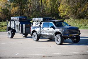 Gentex highlights its advanced prototyping capabilities at SEMA 2021 with a custom, overland Silverado and matching Vorsheer camper.