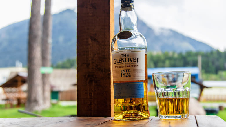 The Glenlivet Founder's Reserve with mountain backdrop