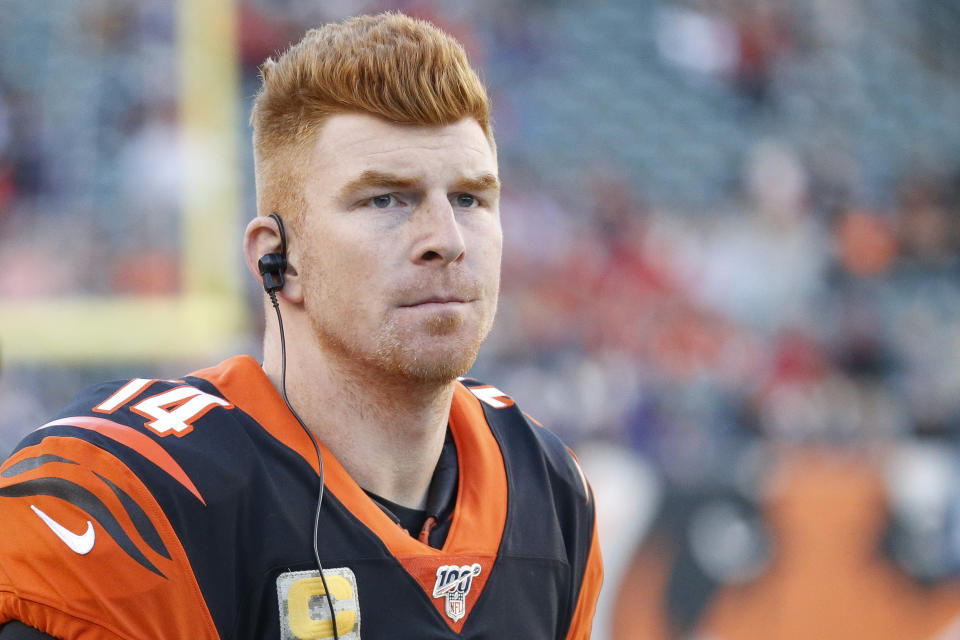 Andy Dalton will serve as an insurance policy for the Dallas Cowboys this season behind incumbent starter Dak Prescott. (AP Photo/Frank Victores)