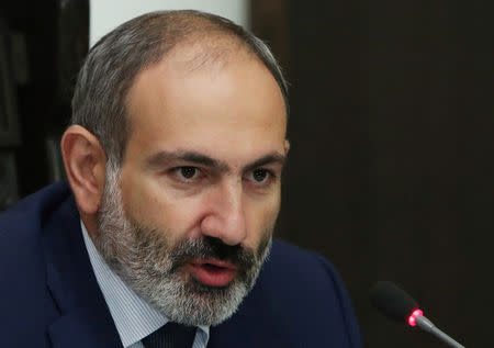 Armenian Prime Minister Nikol Pashinyan speaks during a cabinet meeting in Yerevan, Armenia October 16, 2018. REUTERS/Hayk Baghdasaryan/Photolure