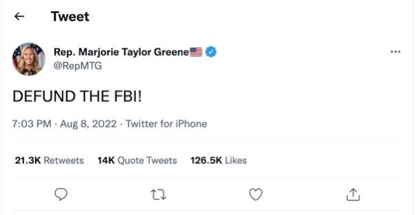 Screen grab of Marjorie Taylor Greene's Twitter account