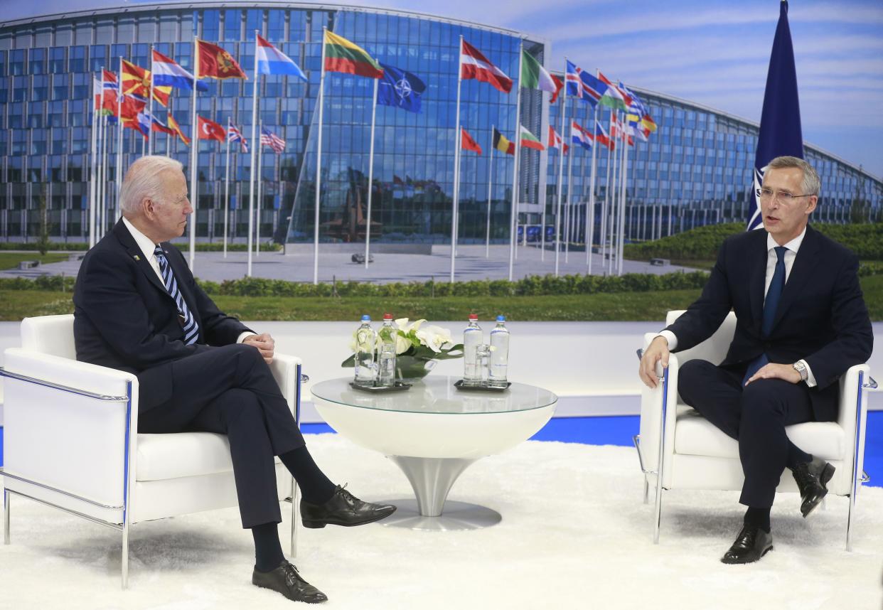 NATO Secretary-General Jens Stoltenberg (left) and President Joe Biden (right)