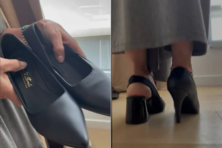 Los zapatos de Claudia Villafañe se parecían mucho por delante pero eran muy distintos