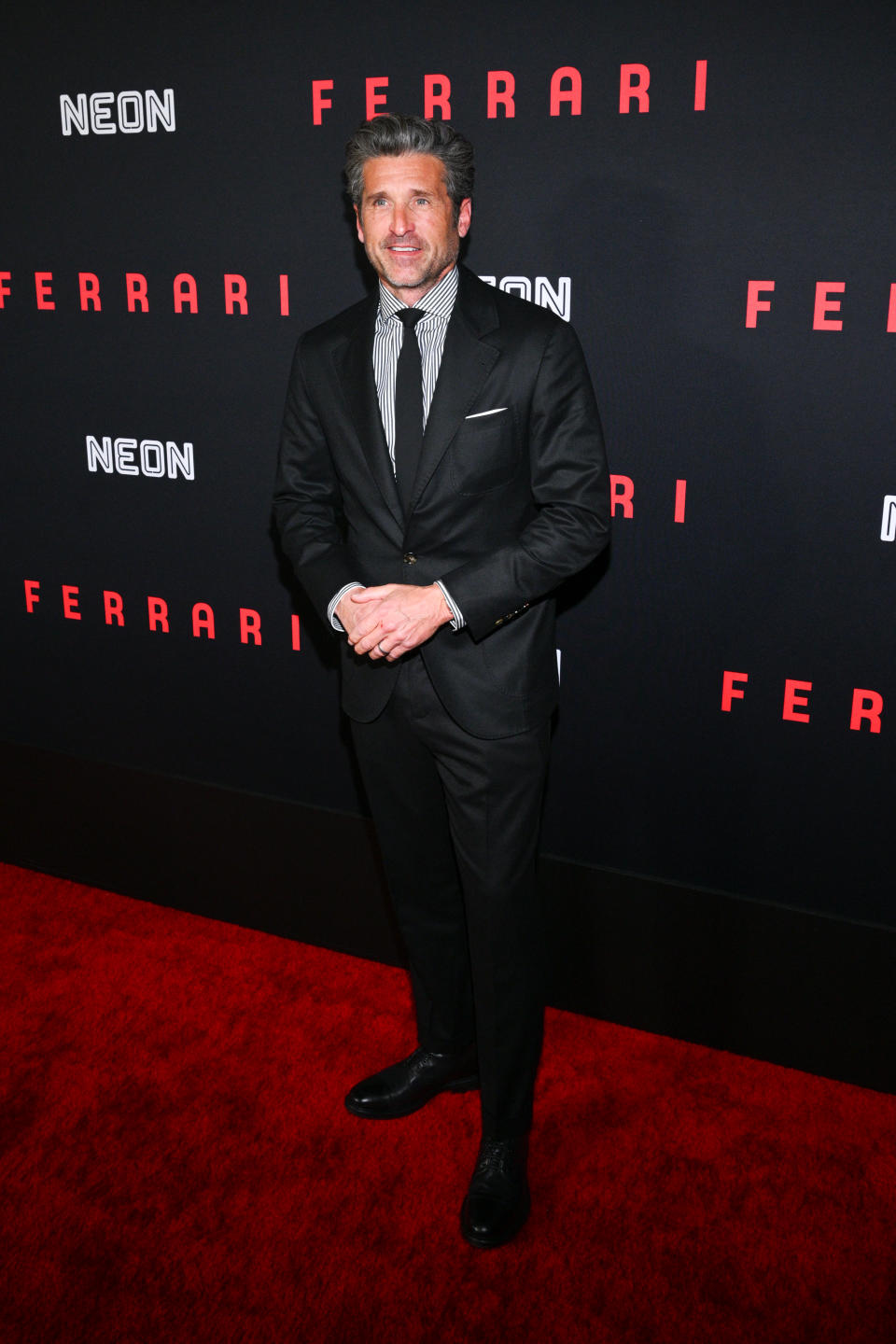 Patrick Dempsey at the premiere of "Ferrari" held at the Director's Guild of America on December 12, 2023 in Los Angeles, California.