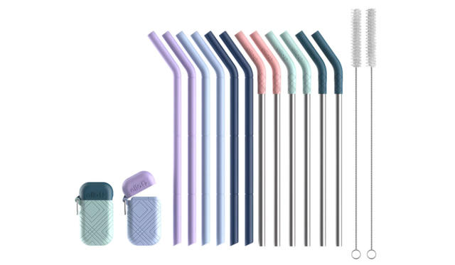 Stainless Steel Straws - reusable set of 4 with cleaning brush - Jade and  Pearl