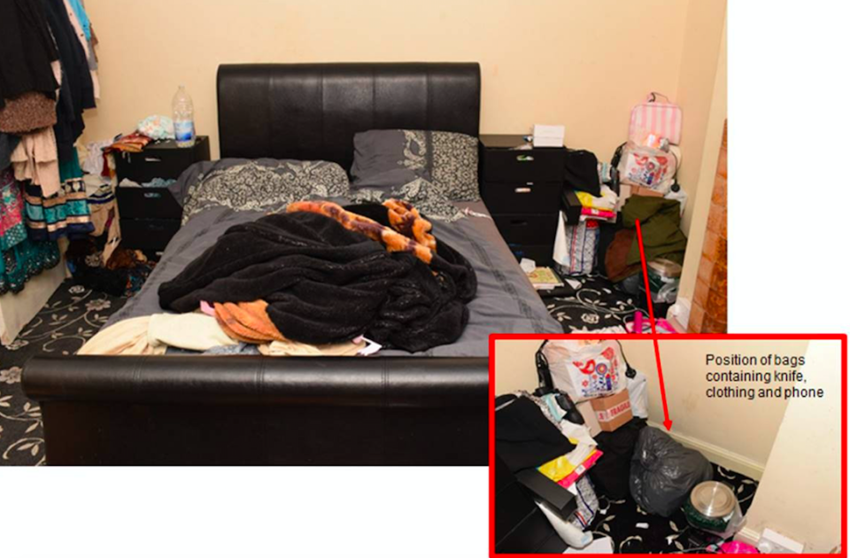 <em>Evidence was found stuffed in carrier bags in Saima’s bedroom (SWNS)</em>