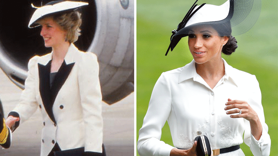 <p>At her first Royal Ascot event last year, Meghan Markle appeared to take inspiration from an outfit her late mother-in-law wore in 1986. Source: Getty </p>