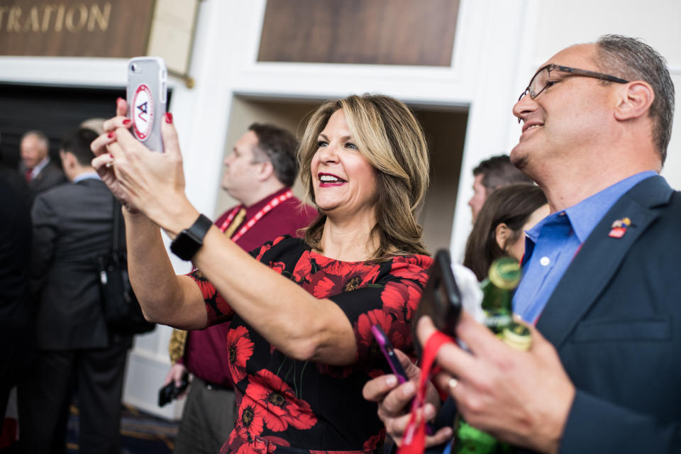 Image: Then-Arizona Senate candidate Kelli Ward attends the Conservative Political Action Conference in Oxon Hill, Md., on February 22, 2018 (Tom Williams / CQ-Roll Call via Getty Images)