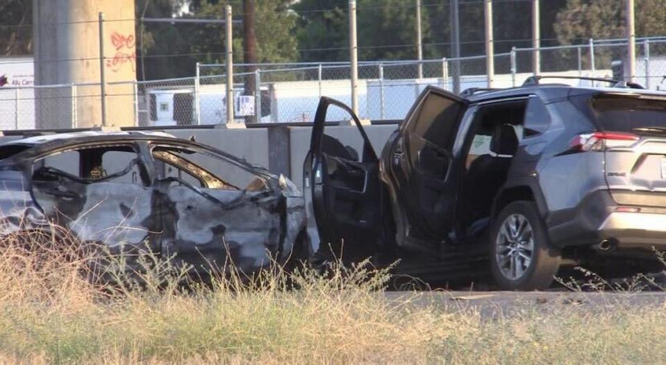 A person was shot at Shaw and Brawley in Fresno, California on Monday, July 31, 2023. Moments later, a crash occurred at Brawley and Weber avenues that killed a person injured others.