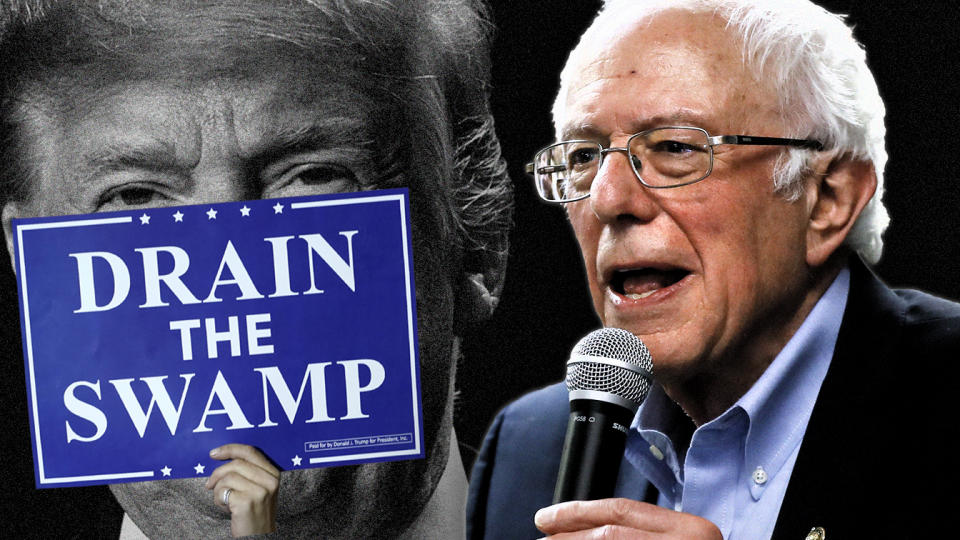 President Trump and Sen. Bernie Sanders. (Photo illustration: Yahoo News; photos: Joshua Roberts/Reuters, Evan Vucci/AP, AP)