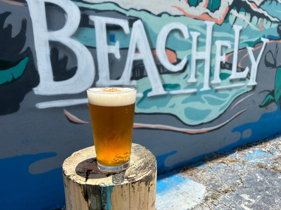 Weather or Not, a 5% ABV, “fall-flavored” blond stout, the mixture at Beachfly Brewing Co. in Rockledge includes cocoa nibs, fresh-roasted coffee, vanilla and pumpkin pie spices.