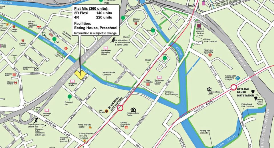 Kallang/Whampoa HDB BTO Oct 2024 location, site 1 flats bounded by the Central Expressway and May Road. Source: HDB