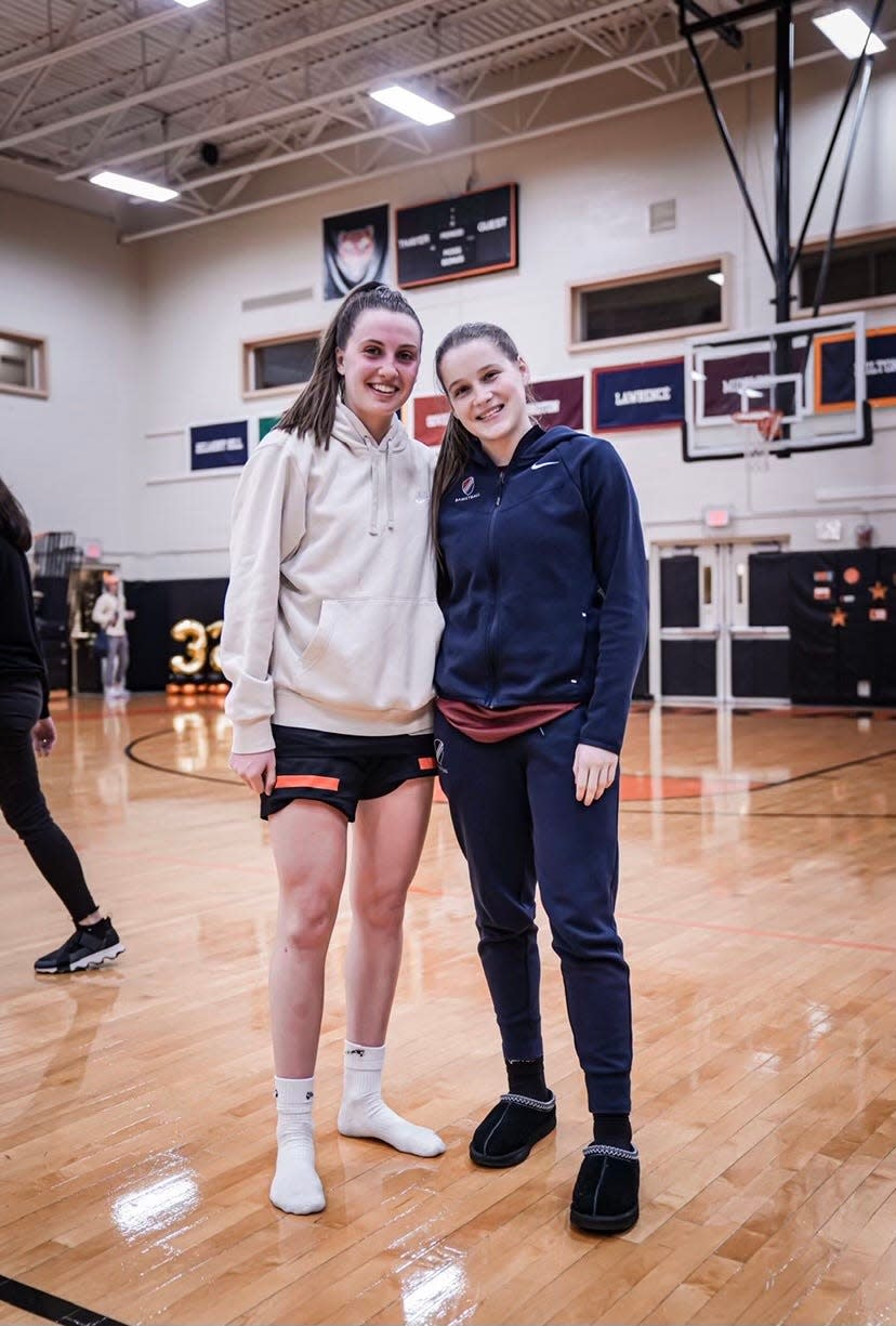 Sisters Aoibhe Gormley, left, and Orlagh Gormley are both bound for Division 1 college basketball programs. Aoibhe, who starred at Thayer Academy, is a freshman at Boston University. Orlagh, a Dexter Southfield School senior, has committed to Providence College.