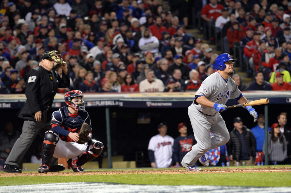 Kyle Schwarber在2016球季的首安出現在世界大賽。（Photo by Ron Vesely/MLB via Getty Images）