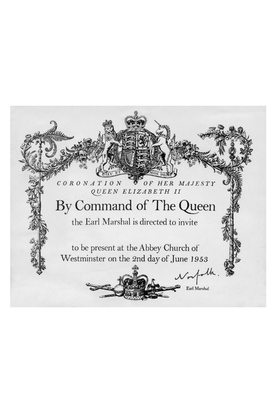 Queen Elizabeth's Coronation invitations
