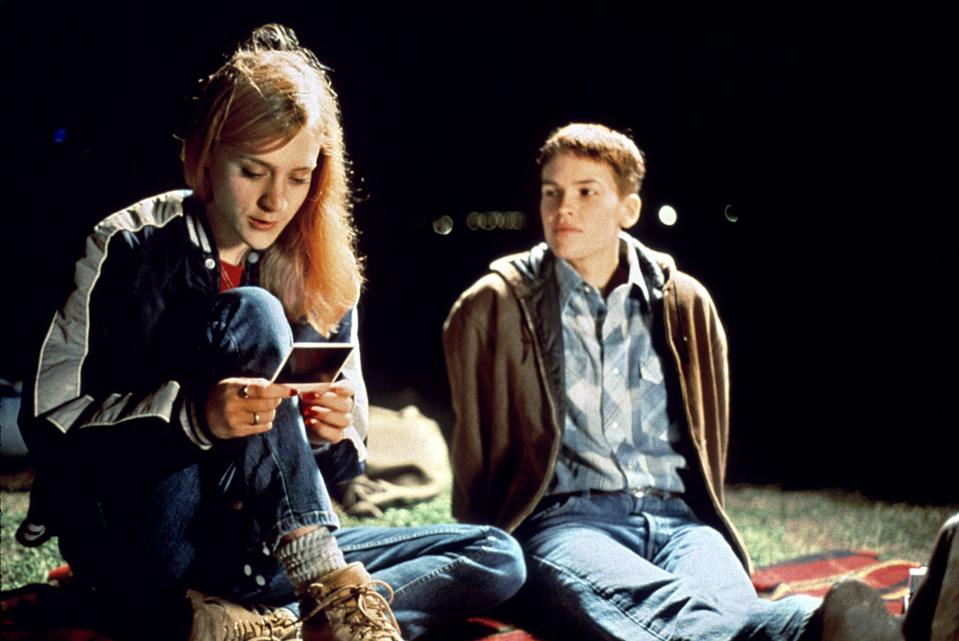 Hilary Swank (right, with Chloë Sevigny Sevigny) plays a transgender man in Nebraska who's the victim of a hate crime in "Boys Don't Cry."
