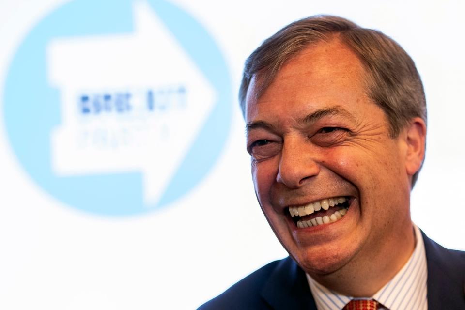 Nigel Farage at a Brexit Party press conference on Tuesday (Will Oliver/EPA)