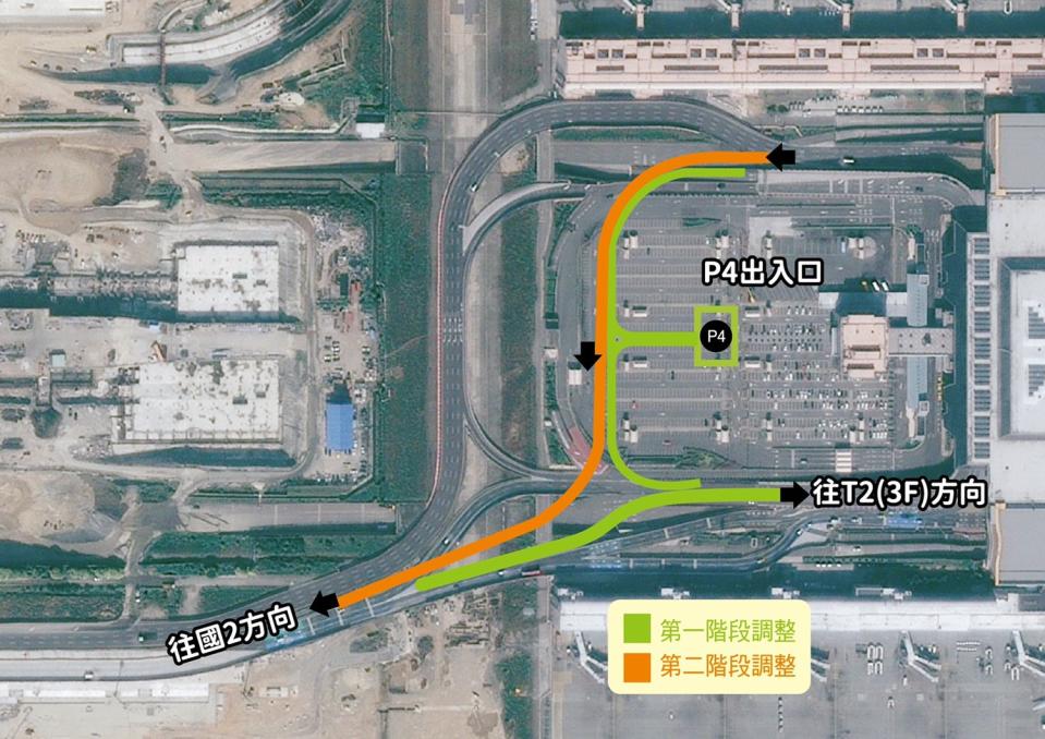 桃園機場聯外交通動線調整示意圖 。   圖：桃園國際機場股份有限公司／提供