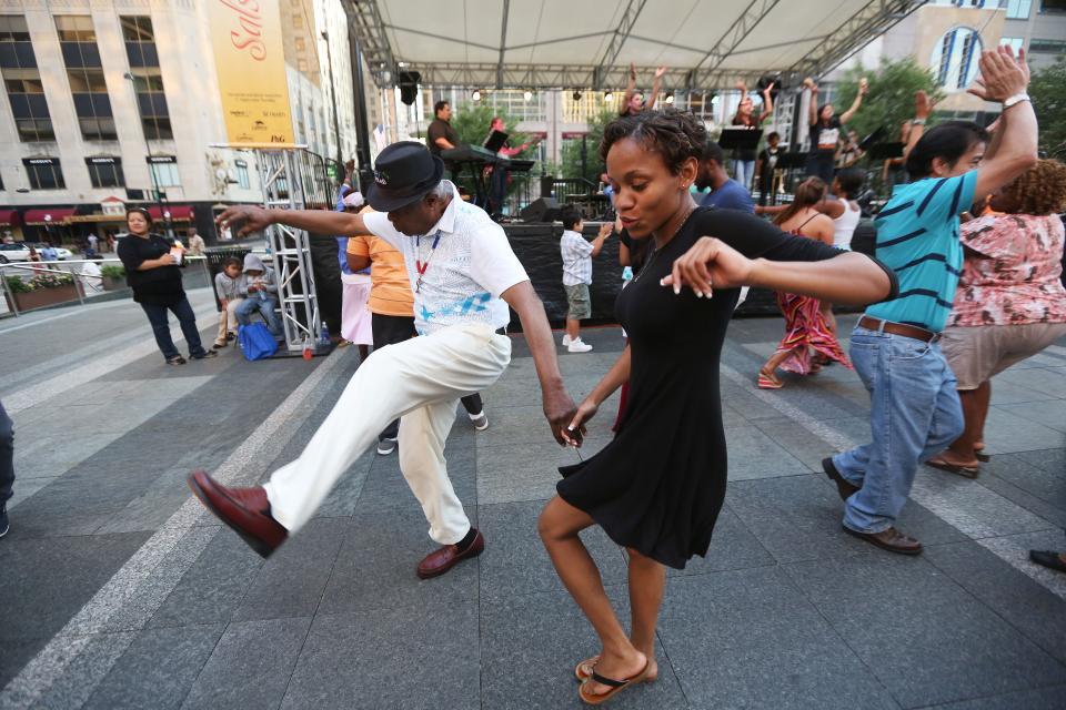 Salsa on the Square returns to Fountain Square Thursday. The Popular dance night continues weekly through September 29.