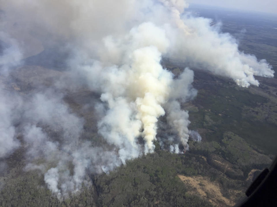 Aerial view of raging wildfires