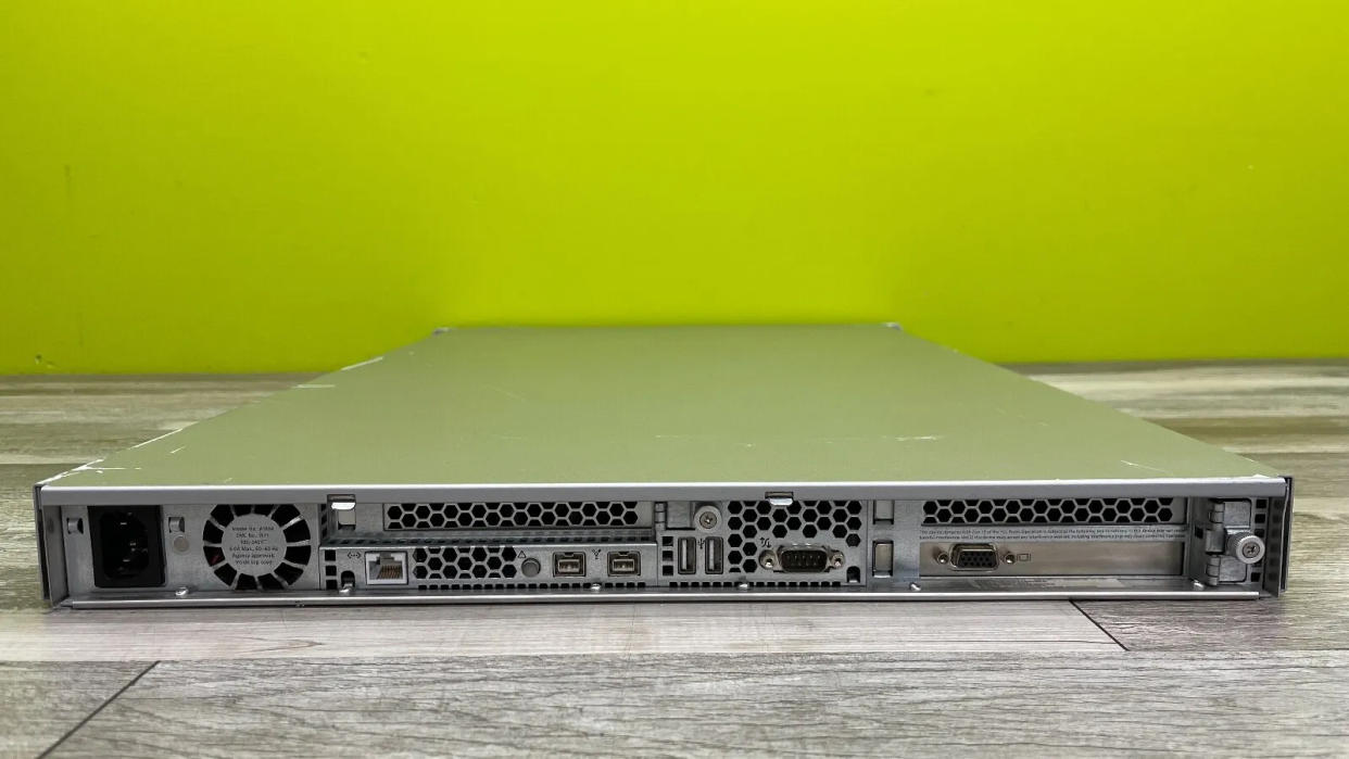  Rear of an Apple Xserve server. 