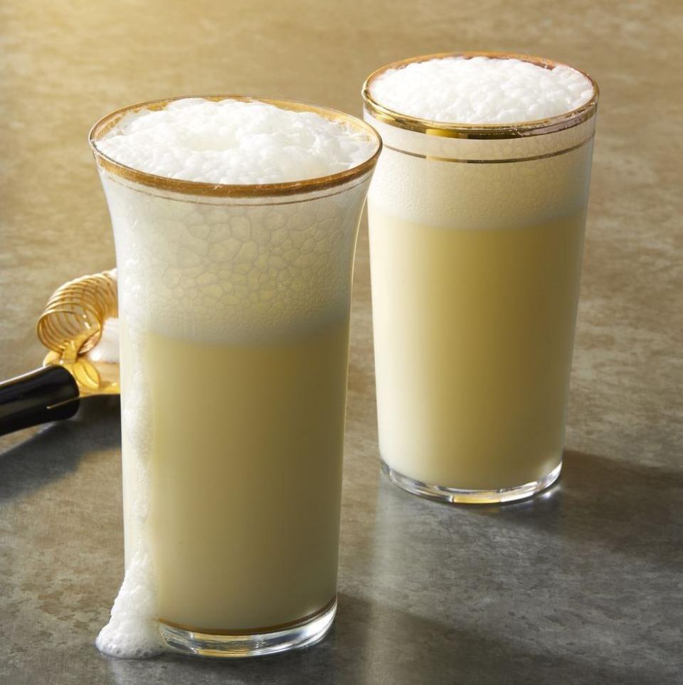 <p>Egg white and heavy cream make for a frothy, creamy-textured drink. This one feels ultra old-school — and very New Orleans. </p><p>Get the <strong><a href="https://www.goodhousekeeping.com/food-recipes/a28579576/ramos-gin-fizz-recipe/" rel="nofollow noopener" target="_blank" data-ylk="slk:Ramos Gin Fizz recipe;elm:context_link;itc:0;sec:content-canvas" class="link ">Ramos Gin Fizz recipe</a>. </strong></p>