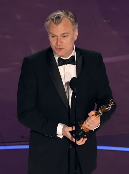 HOLLYWOOD, CALIFORNIA – MARCH 10: Christopher Nolan accepts the Best Director award for “Oppenheimer” onstage during the 96th Annual Academy Awards at Dolby Theatre on March 10, 2024 in Hollywood, California. (Photo by Kevin Winter/Getty Images)