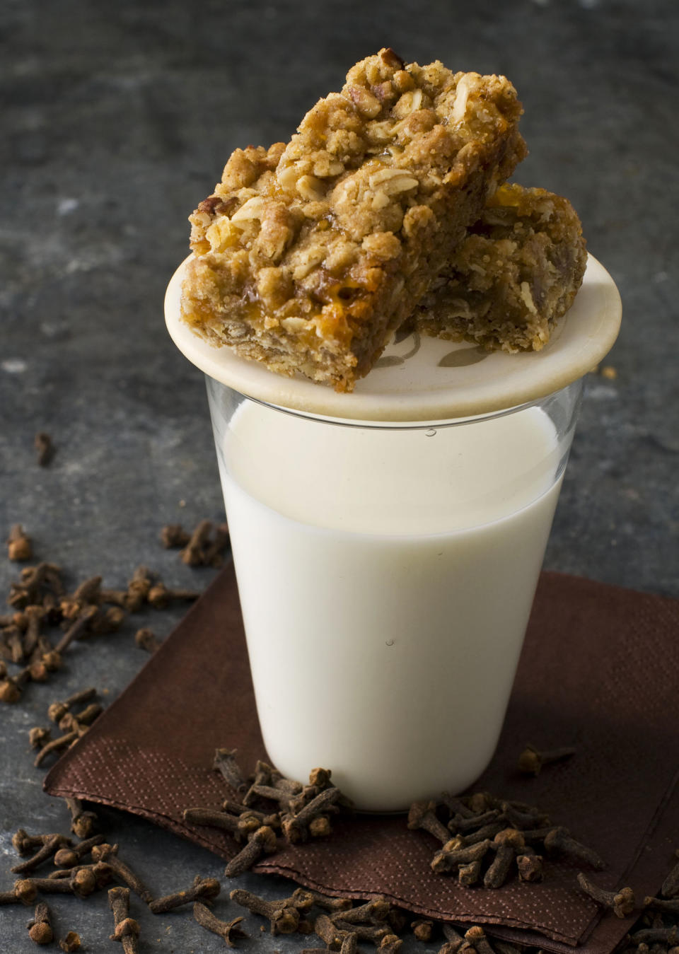 In this image taken on Monday, Nov. 5, 2012, apricot clove crumb bars are shown in Concord, N.H. (AP Photo/Matthew Mead)