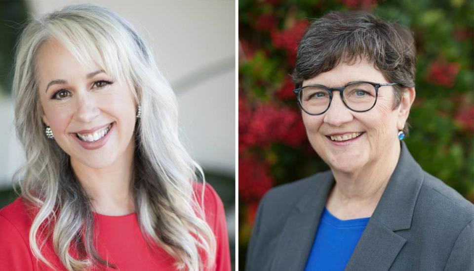 Atascadero Mayor Heather Moreno, left, and Councilmember Susan Funk are running for the District 5 San Luis Obispo County supervisor seat now held by Debbie Arnold. Courtesy photos