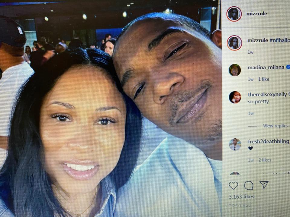 Ja Rule's wife, Aisha Atkins, posted this photo of the celebrity couple at a Pro Football Hall of Fame Enshrinement Festival event. Ja Rule is a rap music star. Desert Inn restaurant owner Mark Shaheen said he catered a private party in North Canton where Ja Rule performed.