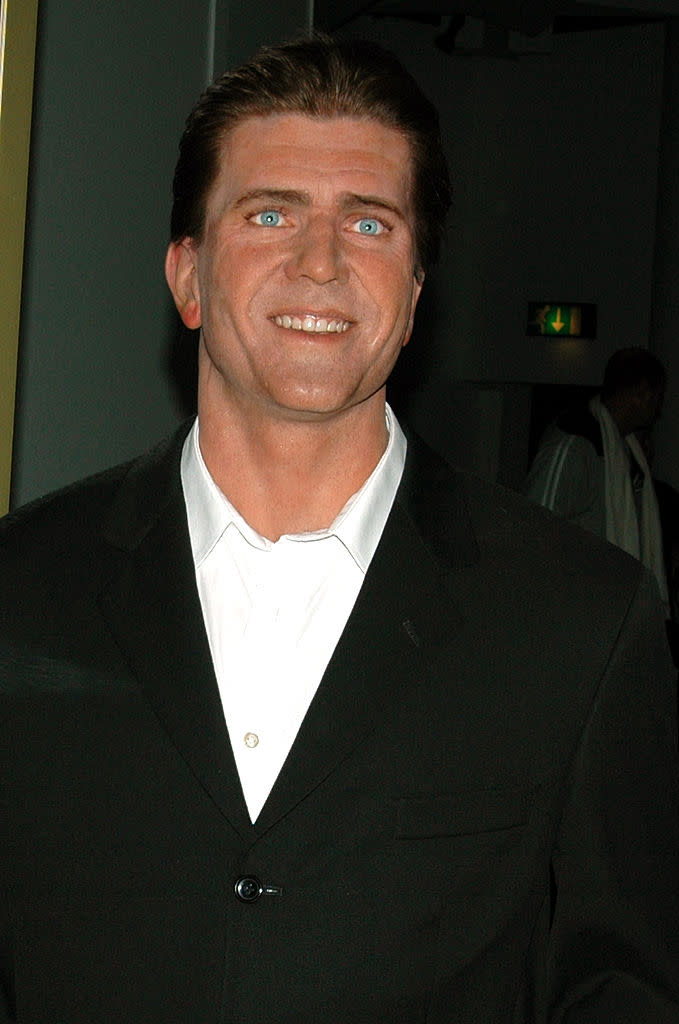 <p>L’arme fatale de Mel Gibson ? Pas sa statue de cire, c’est clair. (Crédit : Getty Images) </p>