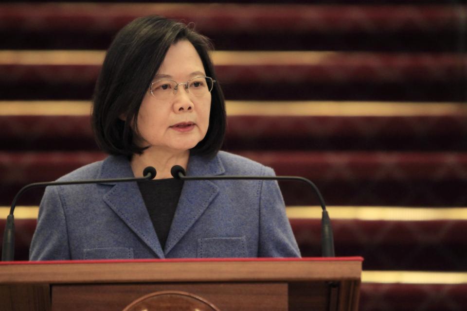 Taiwan president Tsai Ing-wen delivers a New Year's Talk at the Office of The President, in Taipei, Taiwan, on 1 January. Photo: Ceng Shou Yi/NurPhoto via Getty