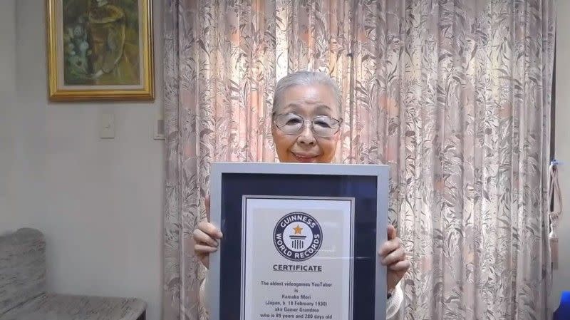 ▲已經高齡91歲的森浜子，過去曾獲得金氏世界紀錄認證為「世界最年長遊戲YouTuber」。（圖／擷取自「Gamer Grandma」YouTube頻道）