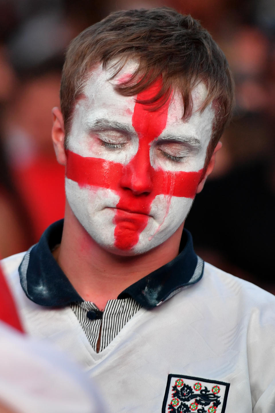 <p>Football fans react as they watch England lose to Croatia at the Auto Trader World Cup semi-final screening in Castlefield Bowl on July 11, 2018 in Manchester, United Kingdom. World Cup fever is building among England fans after reaching the Semi Finals of the Russia 2018 FIFA World Cup (Photo by Anthony Devlin/Getty Images) </p>