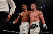 Boxing - Anthony Joshua vs Joseph Parker - World Heavyweight Title Unification Fight - Principality Stadium, Cardiff, Britain - March 31, 2018 Anthony Joshua and Joseph Parker after the fight Action Images via Reuters/Andrew Couldridge