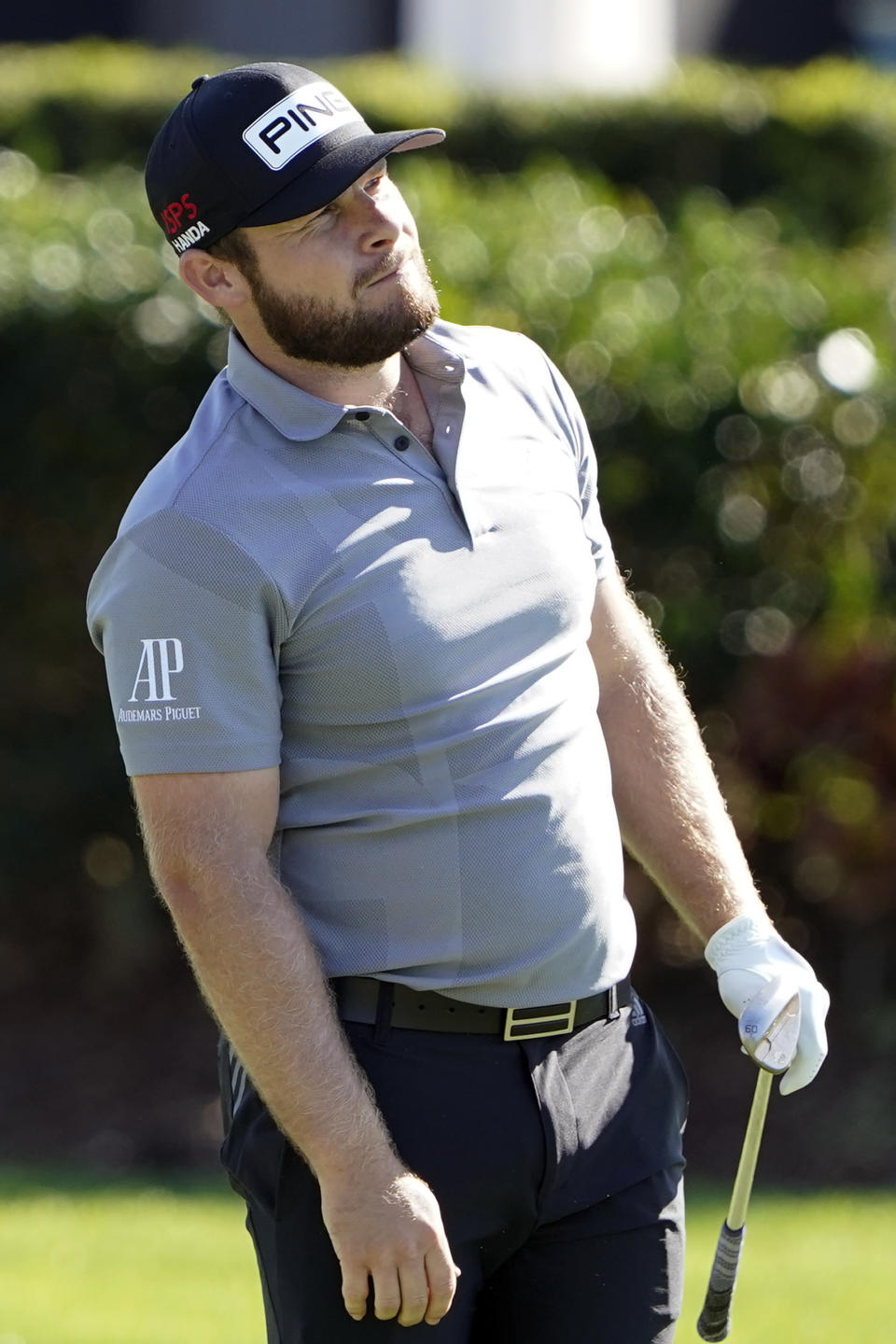 Tyrrell Hatton, of England, watches his shot from the 16th fairway during the second round of the Arnold Palmer Invitational golf tournament Friday, March 4, 2022, in Orlando, Fla. (AP Photo/John Raoux)