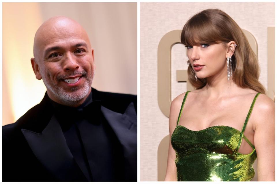Jo Koy and Taylor Swift at the Golden Globes 2024 (Getty)