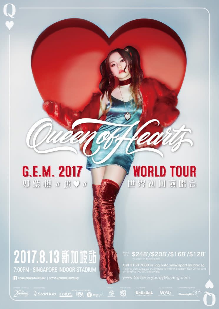 G.E.M. 'Queen Of Hearts' world tour concert poster (Photo: UnUsUaL Entertainment)