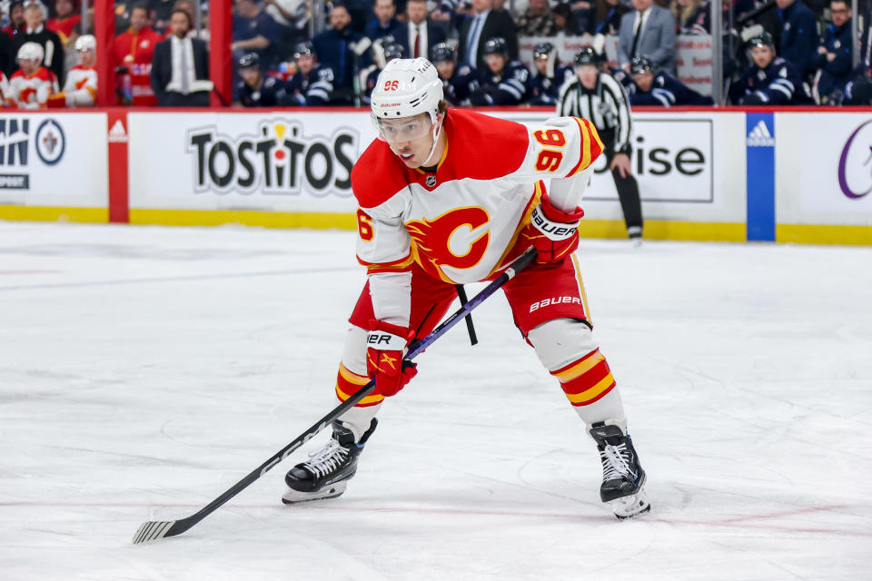 Andrei Kuzmenko #96 of the Calgary Flames 