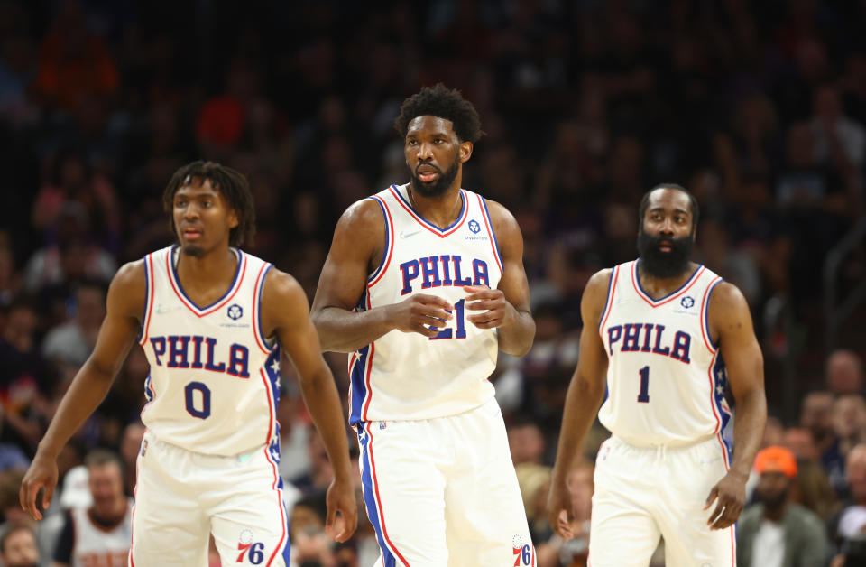 The Philadelphia 76ers beat the Toronto Raptors 131-111 in Game 1. (Mark J. Rebilas/USA TODAY Sports)