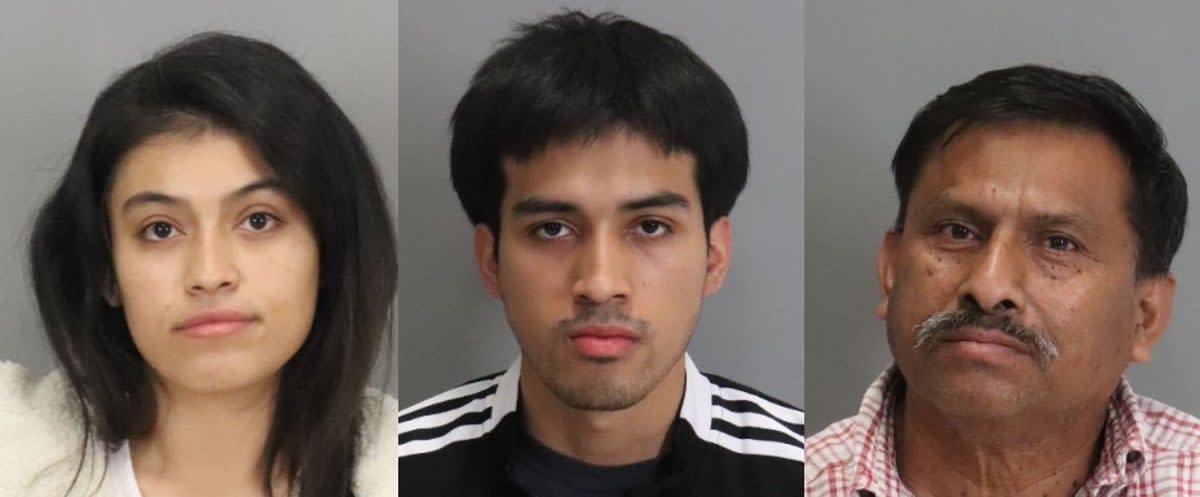 Claudia Hernandez, 26, (left), Rene ‘Aaron’ Hernandez Santos, 20, (middle) and Rene Trigueros Hernandez, 60, (right) have all been charged in connection to the death of Arely Naomi (San Jose police)