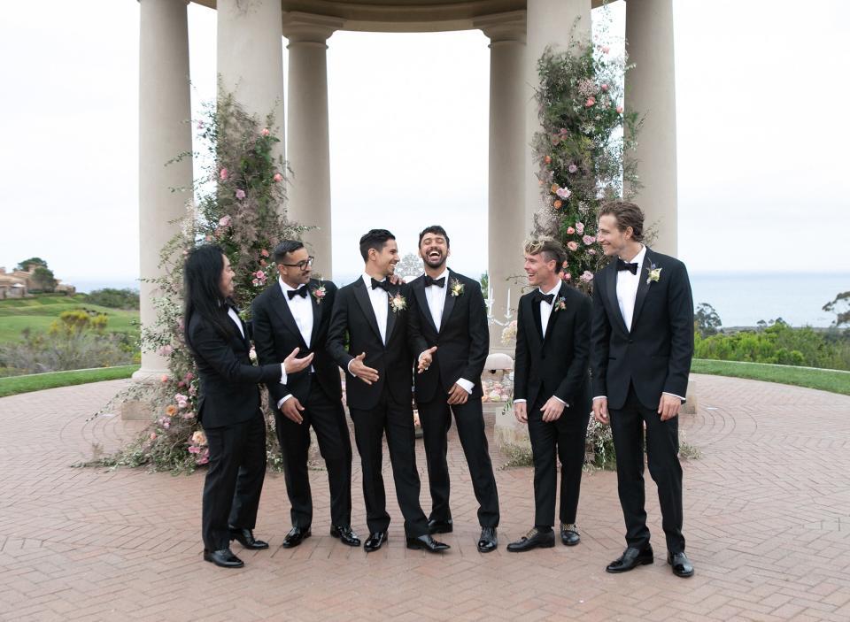 Let the good times roll! Groomsmen Masa Takaku, Brian Bakhtiari, Gui Machado, Trevor Andrew (aka GucciGhost), and Adam Kenworthy with groom João.