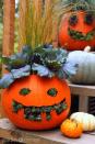 <p>These are both cute and a little horrifying. They're a great way to show off fall foliage while showing your Halloween spirit.</p><p>Get the tutorial from <a href="https://gardentherapy.ca/jack-o-planterns/" rel="nofollow noopener" target="_blank" data-ylk="slk:Garden Therapy;elm:context_link;itc:0;sec:content-canvas" class="link ">Garden Therapy</a>.</p>