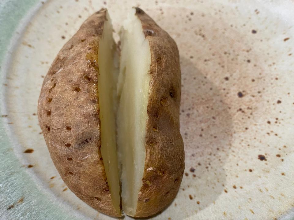 baked potato sliced open