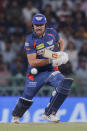 Lucknow Super Giants' Marcus Stoinis plays a shot during the Indian Premier League cricket match between Lucknow Super Giants and Mumbai Indians in Lucknow, India, Tuesday, April 30, 2024. (AP Photo/Pankaj Nangia)