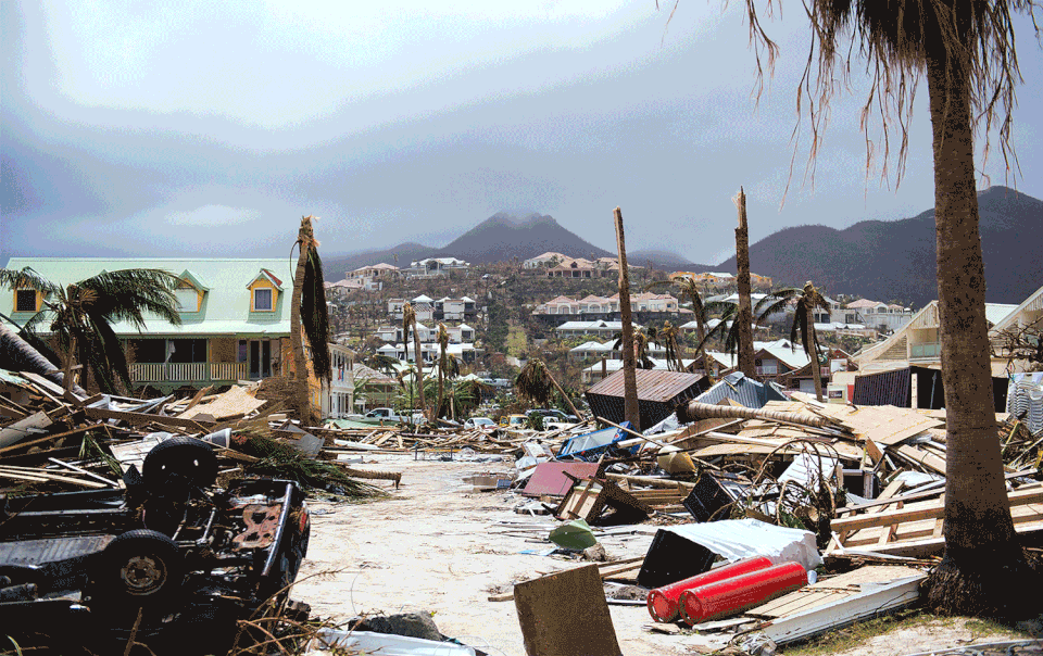 A street full of debris in Orient Bay on Sept. 7, after the passage of Hurricane Irma. It's now cleaner as of Feb. 27.