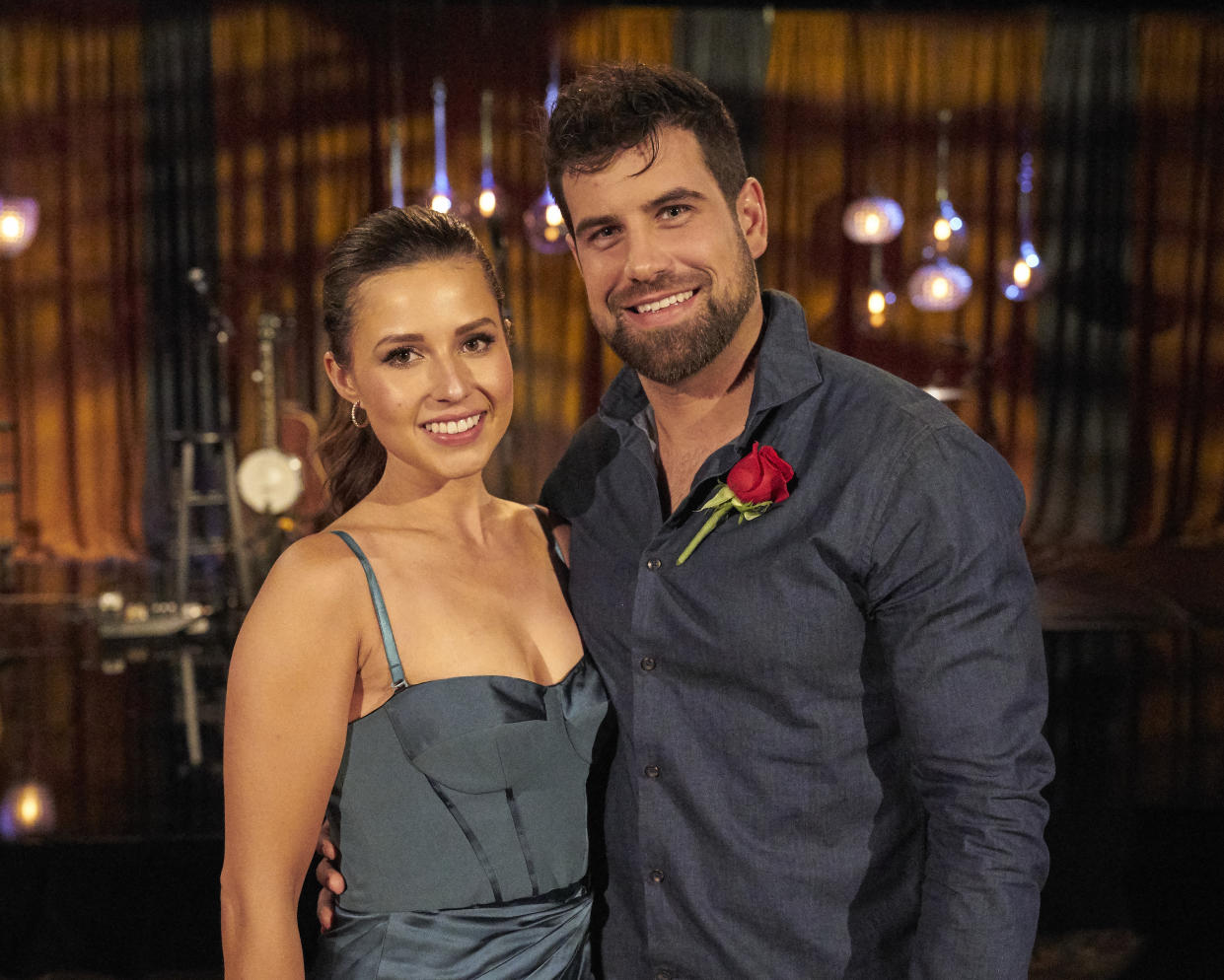 Katie Thurston's journey to find love on The Bachelorette has finally ended with an engagement to contestant Blake Moynes. Now, the couple is fielding intimate questions about their sex life. (Craig Sjodin/ABC via Getty Images) 