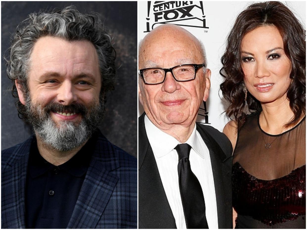 Michael Sheen, Rupert Murdoch and his former wife Wendi Deng: Jon Kopaloff/Imeh Akpanudosen/Getty Images